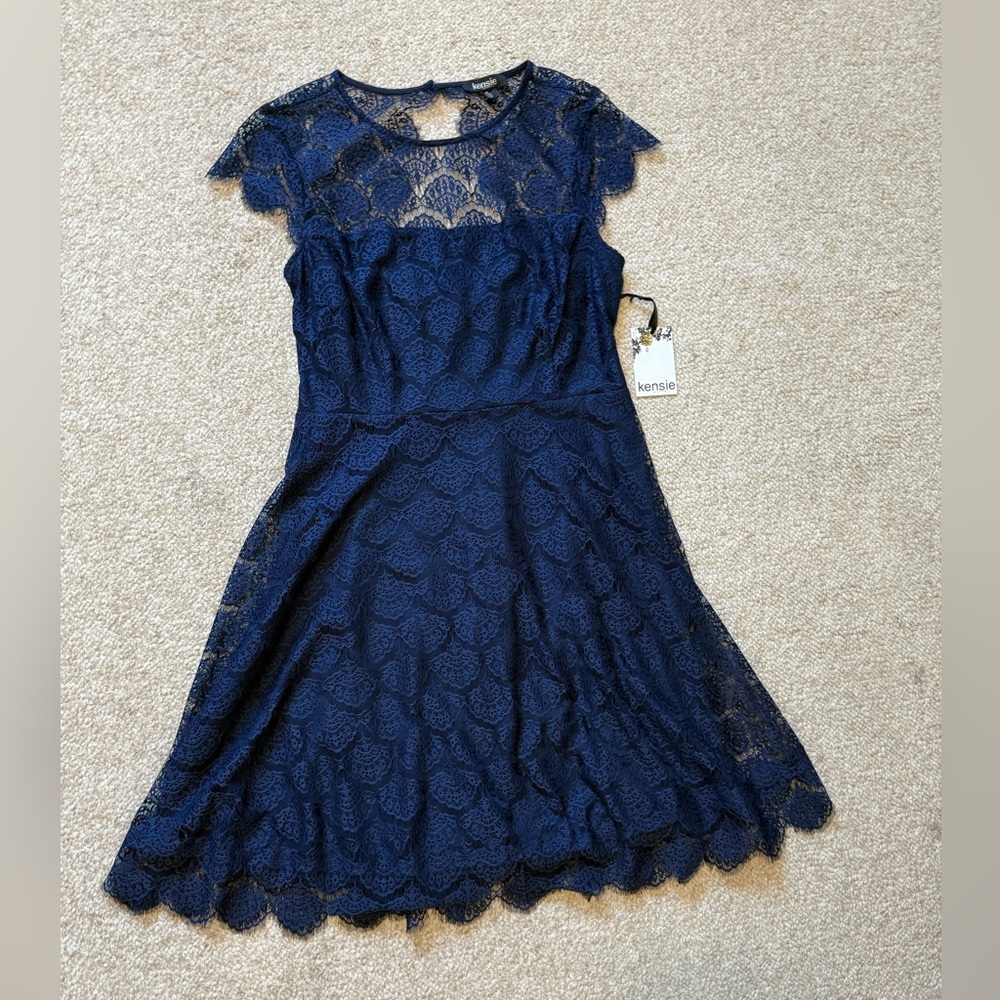 Kensie Midnight Blue Lace Midi Dress